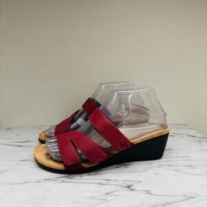 Vionic Park Deanna Red Leather Slide Sandals Women’s Size 6.5